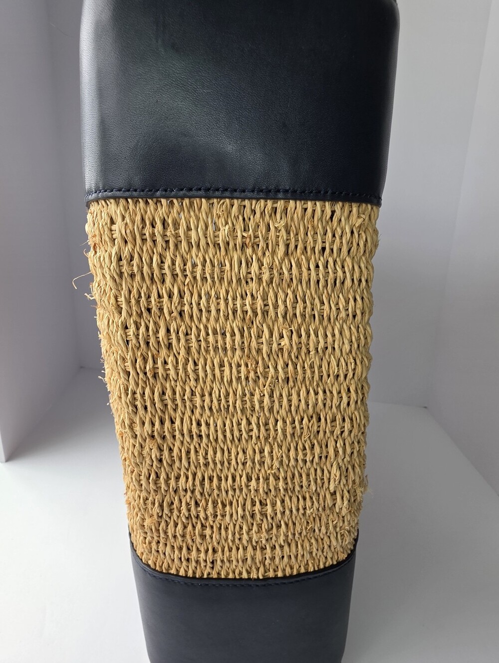 Tory Burch Ella Straw Tote | Natural Raffia & Navy Leather | Excellent - Picture 10 of 10